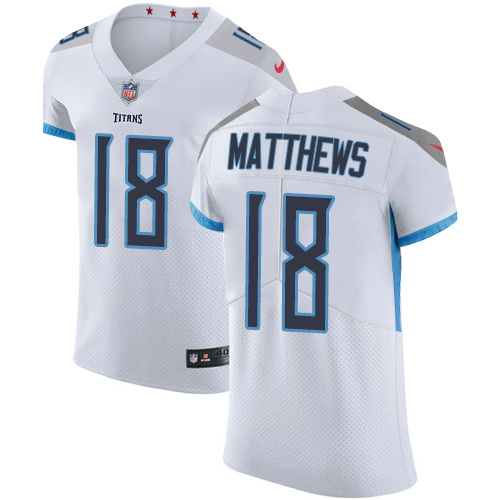 Nike Titans #18 Rishard Matthews White Men's Stitched NFL Vapor Untouchable Elite Jersey - Click Image to Close
